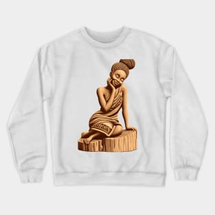 Afrocentric Woman Wooden Carving Crewneck Sweatshirt